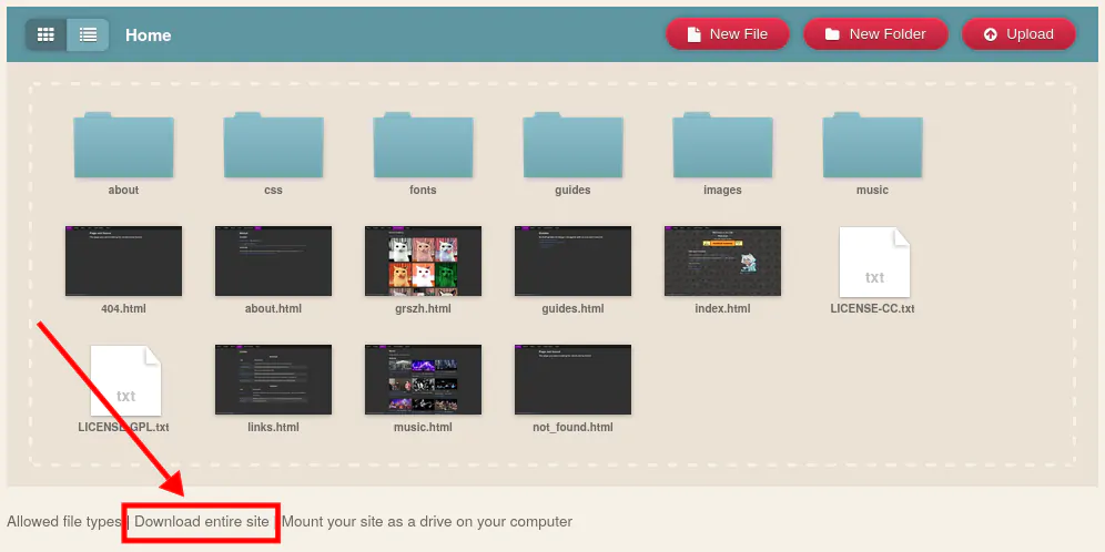 Download your Neocities site